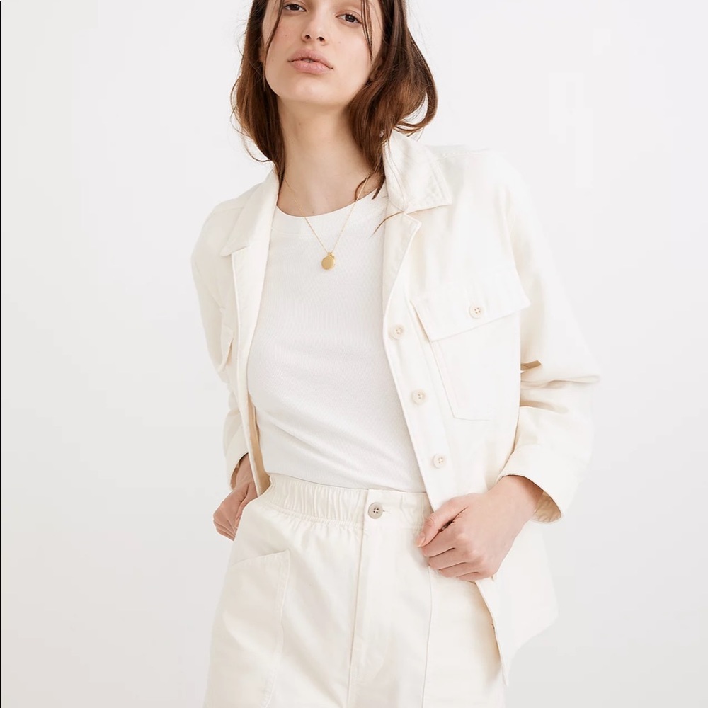 Madewell Drakefield Shirt Jacket in Ecru NWOT
